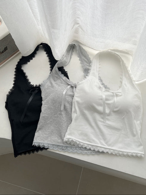 パッド付きレースタンクトップ | SL2252602 | ブラック