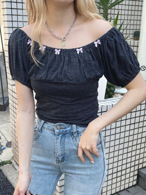 2wayリボンポイントトップス | SL2252616 | チャコールグレー