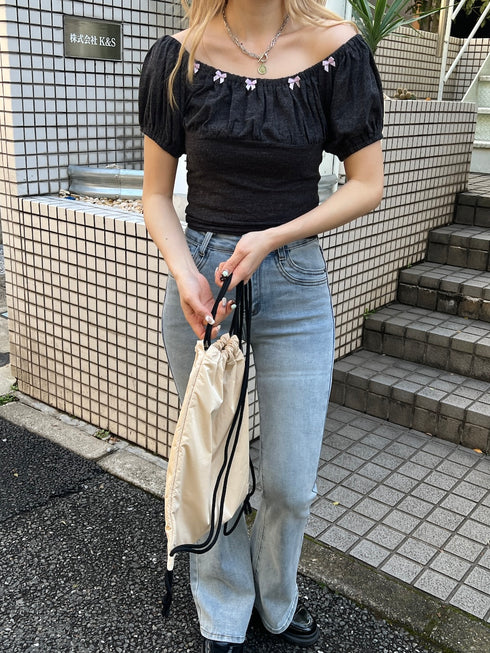 2wayリボンポイントトップス | SL2252616 | チャコールグレー