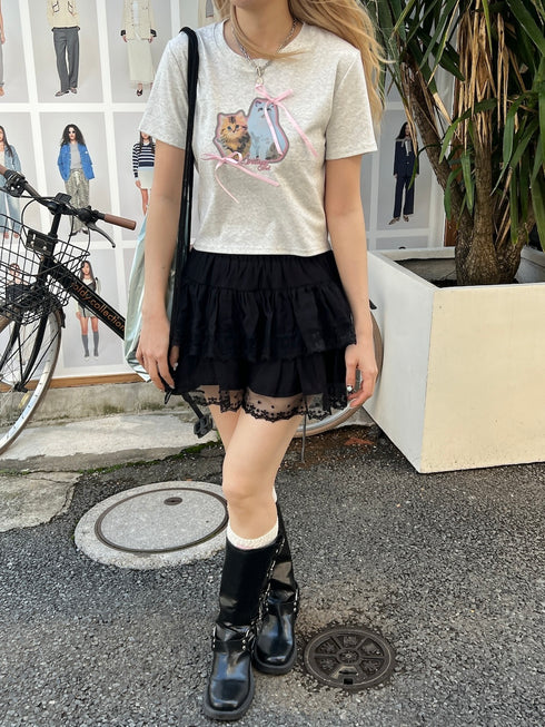 キャットリボンTシャツ | SL2252606 | ライトグレー