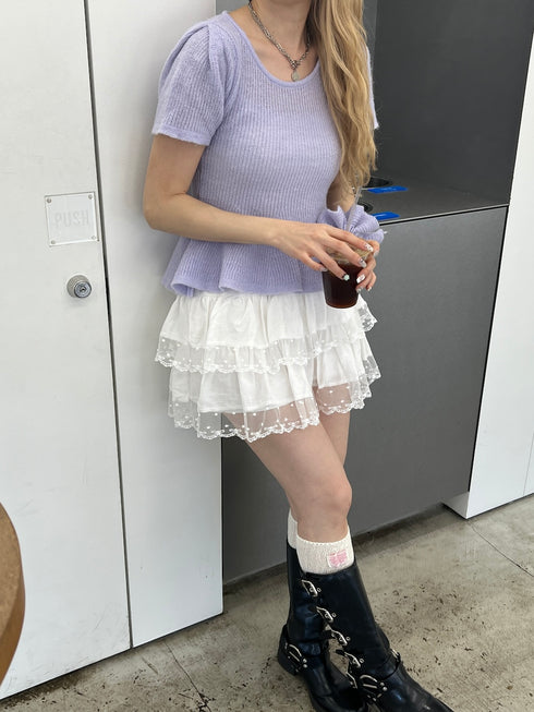 コットンティアードミニスカート | SL2251648 | ホワイト