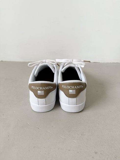 【POLOCHAMPS/ポロチャンプス】別注 ワンポイント刺繍 ローカット コートスニーカー | CL3233033 | グレイッシュベージュ