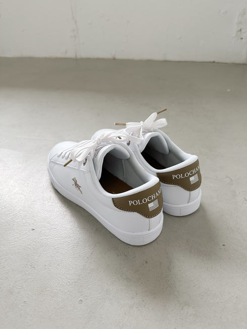 【POLOCHAMPS/ポロチャンプス】別注 ワンポイント刺繍 ローカット コートスニーカー | CL3233033 | グレイッシュベージュ