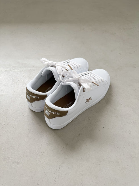 【POLOCHAMPS/ポロチャンプス】別注 ワンポイント刺繍 ローカット コートスニーカー | CL3233033 | グレイッシュベージュ