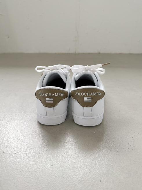 【POLOCHAMPS/ポロチャンプス】別注 ワンポイント刺繍 ローカット コートスニーカー | CL3233033 | グレイッシュベージュ