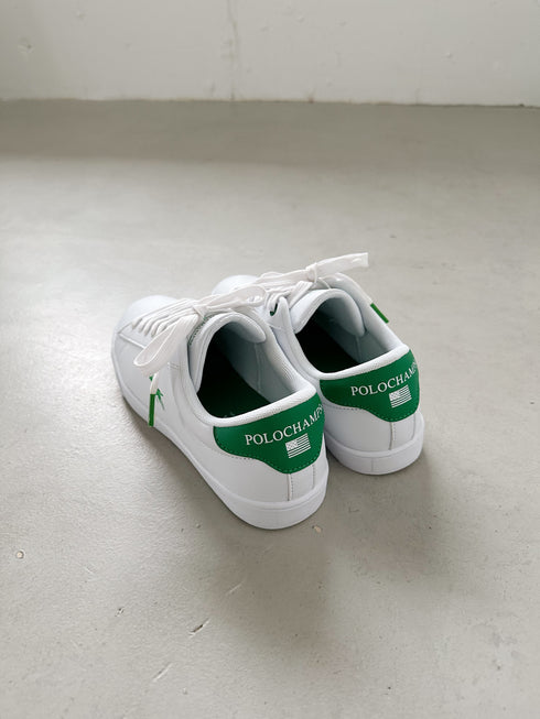 【POLOCHAMPS/ポロチャンプス】別注 ワンポイント刺繍 ローカット コートスニーカー | CL3233033 | グリーン
