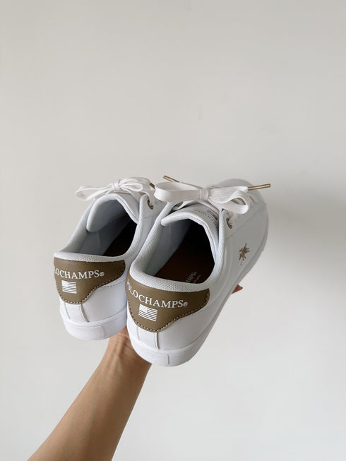 【POLOCHAMPS/ポロチャンプス】別注 ワンポイント刺繍 ローカット コートスニーカー | CL3233033 | グレイッシュベージュ