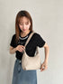 round moon shoulder bag／ワンハンドルラウンドムーンPUショルダーバッグ | UN12410052 | グレイッシュベージュ