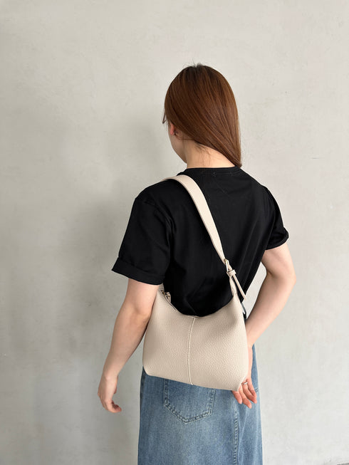 round moon shoulder bag／ワンハンドルラウンドムーンPUショルダーバッグ | UN12410052 | グレイッシュベージュ