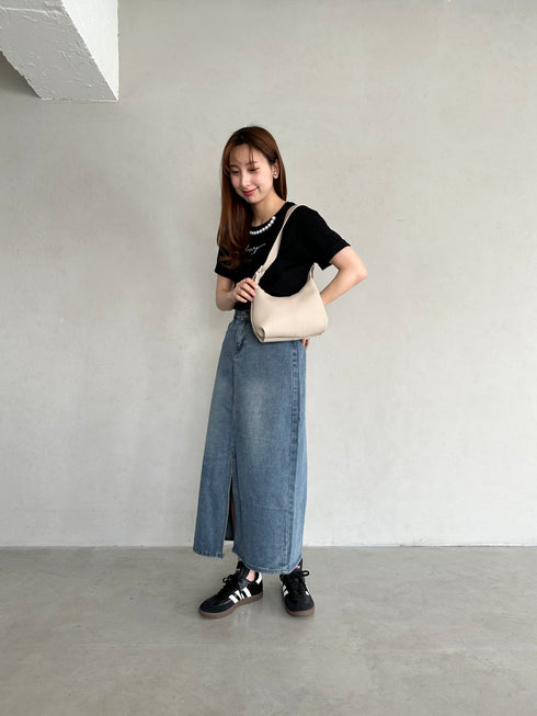 round moon shoulder bag／ワンハンドルラウンドムーンPUショルダーバッグ | UN12410052 | グレイッシュベージュ