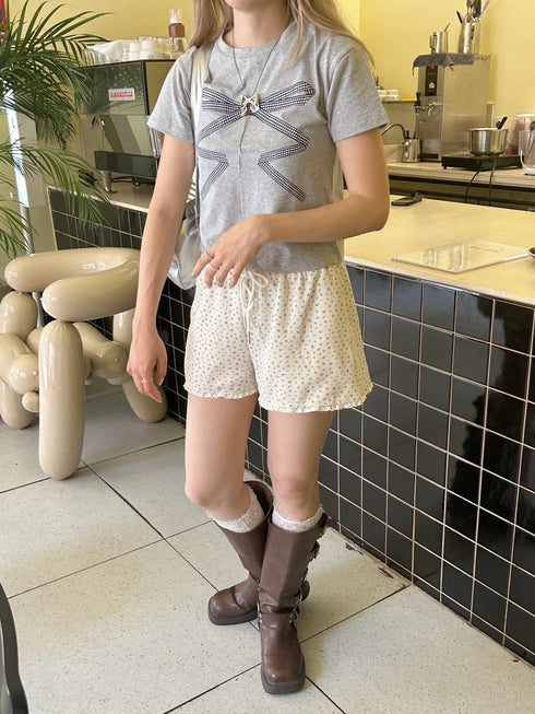 リボンレースデザインTシャツ | SL2242669 | グレー