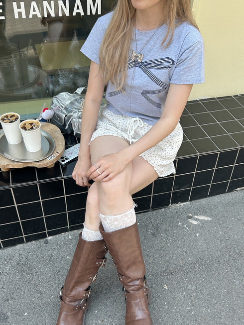 リボンレースデザインTシャツ | SL2242669 | グレー