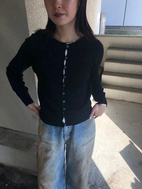 ラウンドネックニットカーディガン | IN2244707 | ブラック