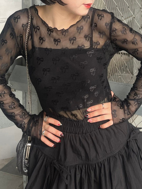 リボンシアートップス | IT2242412 | ブラック