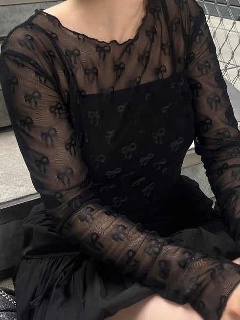 リボンシアートップス | IT2242412 | ブラック