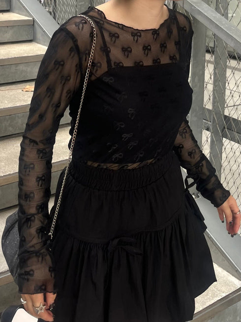 リボンシアートップス | IT2242412 | ブラック