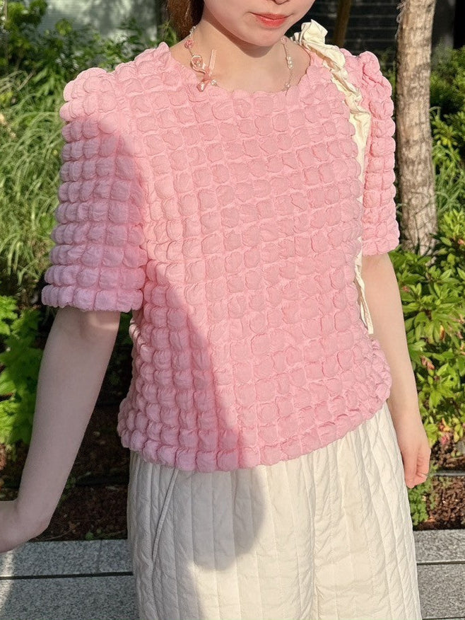 ぽこぽこペプラムトップス | PP2242701 | ピンク – Outfitter lab