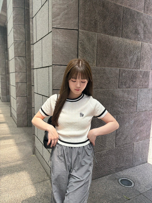ワンポイントラインニット | RN2242002 | ホワイト