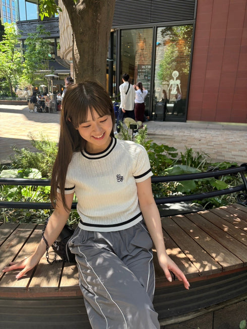 ワンポイントラインニット | RN2242002 | ホワイト