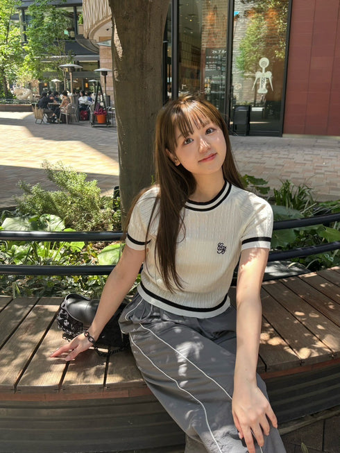 ワンポイントラインニット | RN2242002 | ホワイト