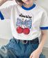 チェリーリボン半袖リンガーTシャツ | SL2252019 | ブルー
