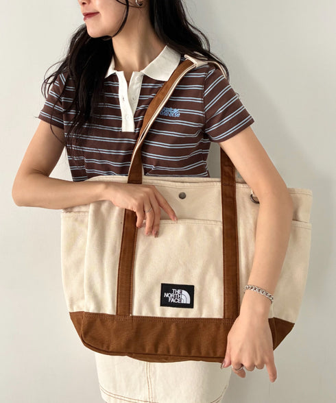 THE NORTH FACE(ザ・ノースフェイス)/ALL-DAY TOTE L_PLUS/TNF A4 PC収納 ビッグサイズ トートバッグ 横型トート コットン素材 | IM1261013 | キャメル