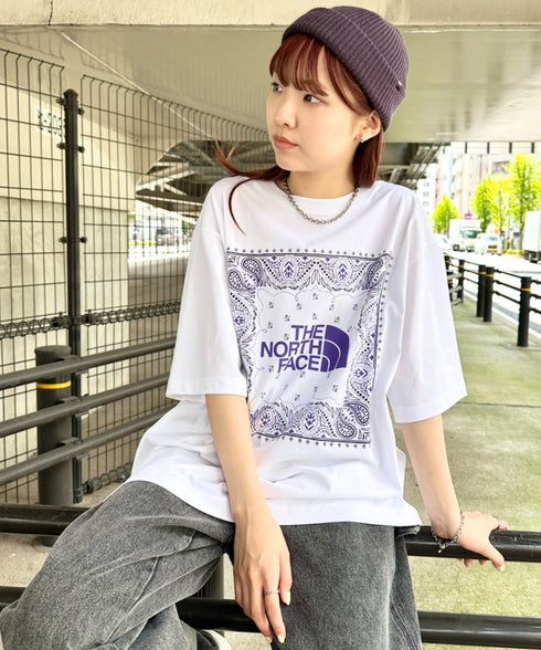 THE NORTH FACE(ザ・ノースフェイス)/ビッグロゴ プリント バンダナ 半袖 Tシャツ/M'S BANDANA S/S R/TEE | IM2251068 | ホワイト