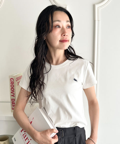 POLOCHAMPS(ポロチャンプス)/無地 ワンポイント刺繍 クロップド丈 短丈 クルーネック/カラー刺繍Tシャツ | IM2262031 | ホワイト