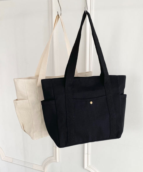 多収納 A4収納可能　ポケット付きトートバッグ 綿トートバッグ | WR1255006 | アイボリー