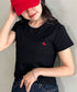 POLOCHAMPS(ポロチャンプス)/無地 ワンポイント刺繍 クロップド丈 短丈 クルーネック/カラー刺繍Tシャツ | IM2262031 | ブラック