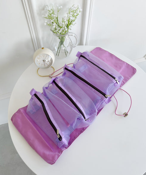 【多収納】ワンポイント刺繍メイクトラベルポーチ | WR6231001 | パープル