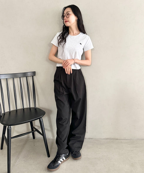 POLOCHAMPS(ポロチャンプス)/無地 ワンポイント刺繍 クロップド丈 短丈 クルーネック/カラー刺繍Tシャツ | IM2262031 | ライトグレー