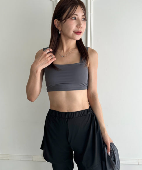 水着5点セットタンキニ上下レギンス長袖トップスショートパンツ 大人水着 UVカット セパレートトレーニングウェア 水陸両用 | MD2262053 | チャコールグレー