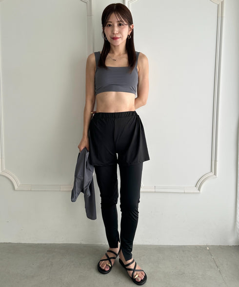 水着5点セットタンキニ上下レギンス長袖トップスショートパンツ 大人水着 UVカット セパレートトレーニングウェア 水陸両用 | MD2262053 | チャコールグレー