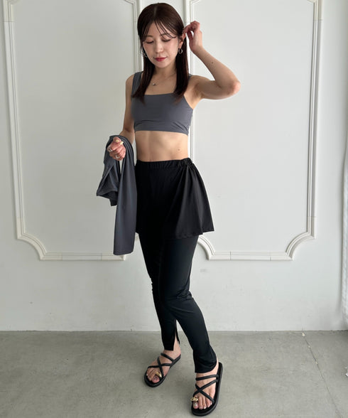 水着5点セットタンキニ上下レギンス長袖トップスショートパンツ 大人水着 UVカット セパレートトレーニングウェア 水陸両用 | MD2262053 | チャコールグレー