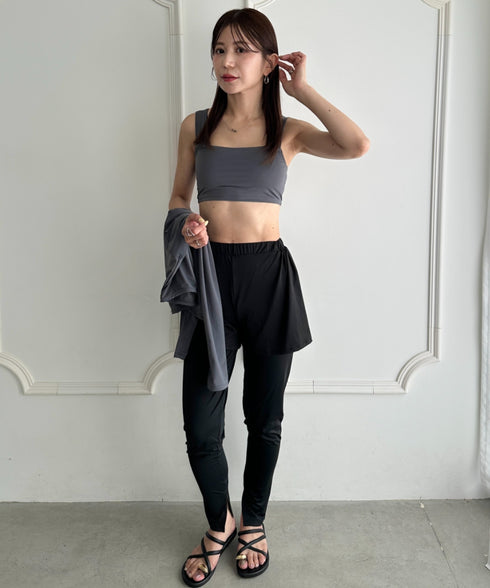 水着5点セットタンキニ上下レギンス長袖トップスショートパンツ 大人水着 UVカット セパレートトレーニングウェア 水陸両用 | MD2262053 | チャコールグレー