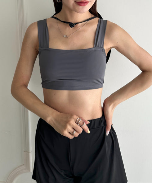 水着5点セットタンキニ上下レギンス長袖トップスショートパンツ 大人水着 UVカット セパレートトレーニングウェア 水陸両用 | MD2262053 | チャコールグレー