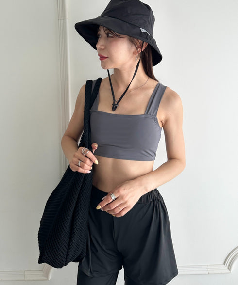 水着5点セットタンキニ上下レギンス長袖トップスショートパンツ 大人水着 UVカット セパレートトレーニングウェア 水陸両用 | MD2262053 | チャコールグレー