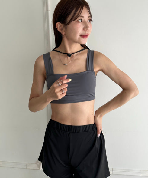 水着5点セットタンキニ上下レギンス長袖トップスショートパンツ 大人水着 UVカット セパレートトレーニングウェア 水陸両用 | MD2262053 | チャコールグレー