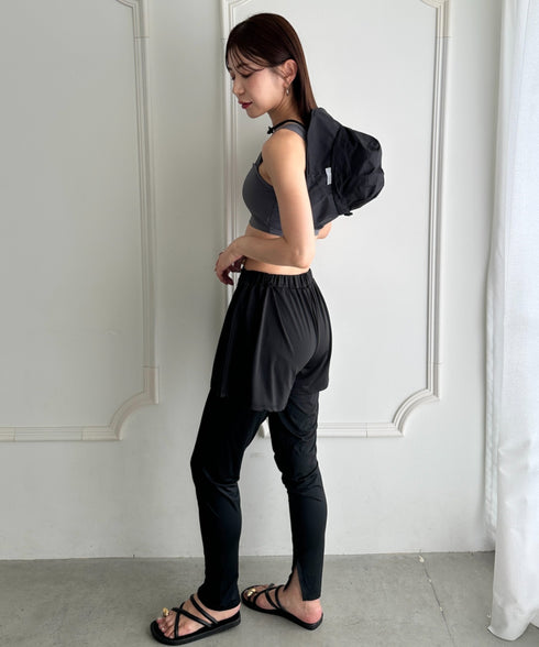 水着5点セットタンキニ上下レギンス長袖トップスショートパンツ 大人水着 UVカット セパレートトレーニングウェア 水陸両用 | MD2262053 | チャコールグレー