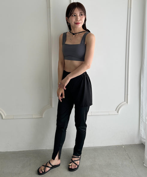 水着5点セットタンキニ上下レギンス長袖トップスショートパンツ 大人水着 UVカット セパレートトレーニングウェア 水陸両用 | MD2262053 | チャコールグレー