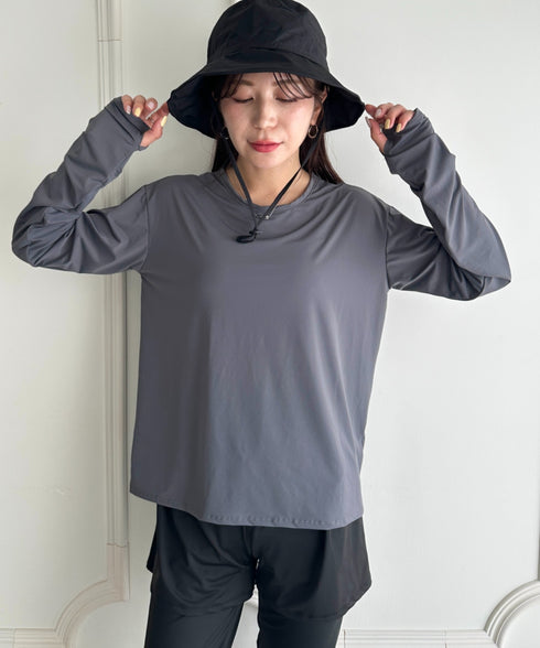 水着5点セットタンキニ上下レギンス長袖トップスショートパンツ 大人水着 UVカット セパレートトレーニングウェア 水陸両用 | MD2262053 | チャコールグレー
