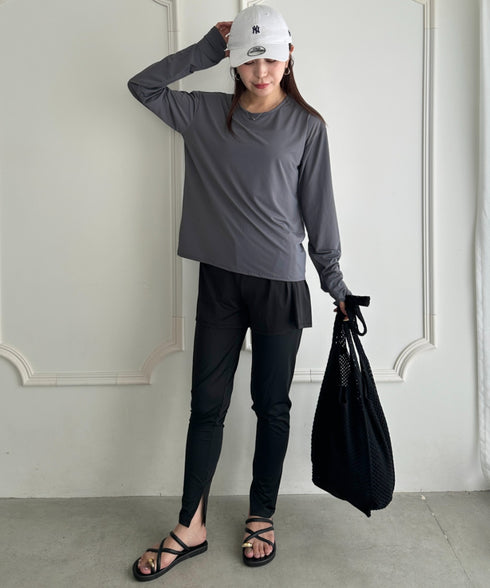 水着5点セットタンキニ上下レギンス長袖トップスショートパンツ 大人水着 UVカット セパレートトレーニングウェア 水陸両用 | MD2262053 | チャコールグレー