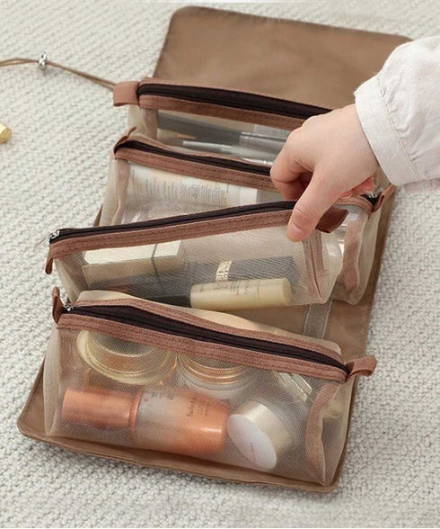 【多収納】ワンポイント刺繍メイクトラベルポーチ | WR6231001 | ベージュ